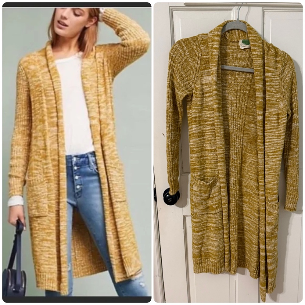 Anthropologie Yellow Open-Front Cardigan size XS